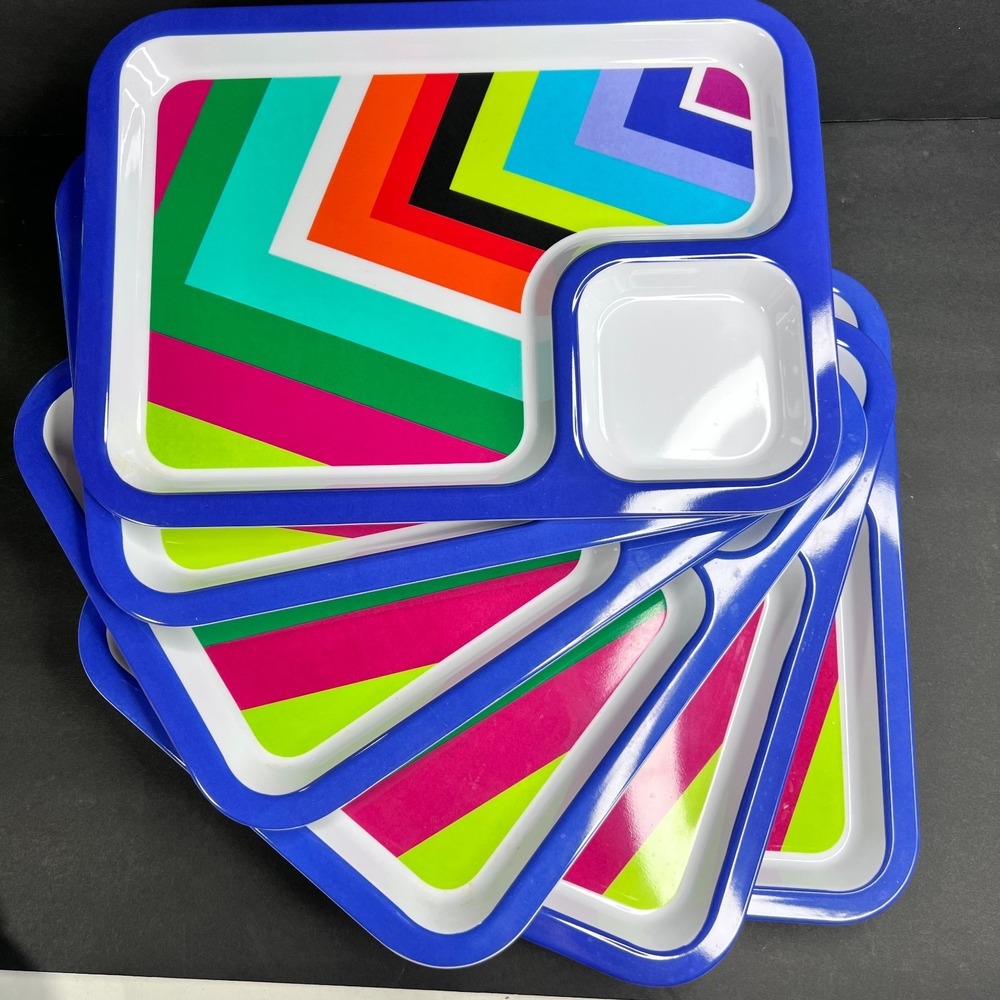 Lot of 6 Random Acts of Summer Kids Melamine Serving Trays Geometric 12" x 9"